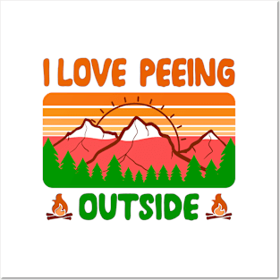 I Love Peeing Outside Vintage Sunset Funny Camping Saying Posters and Art